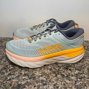 Hoka One W Bondi 7 1110519 Blue Haze Orange Running Shoes Women’s SZ 8.5 US